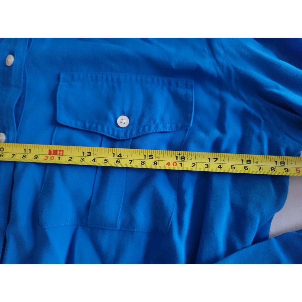 Lauren Ralph Lauren Dress 10P Blue Shirt Dress Drawstring Waist Career Petite - Picture 5 of 7